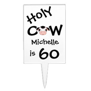 Personalized Holy Cow 60th Birthday Cake Topper