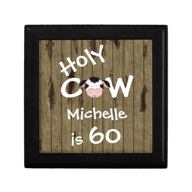 Personalized Holy Cow 60th Birthday Jewelry Box (Front)