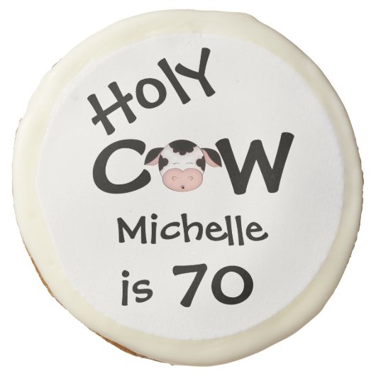Personalized Holy Cow 70th Birthday Cookie Favors (Front)