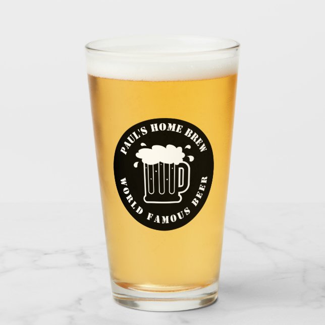 Personalized home brew beer glass gift for men (Front Filled)
