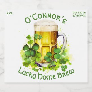Personalized Home Brew St Patrick’s Day Bottled On Beer Bottle Label