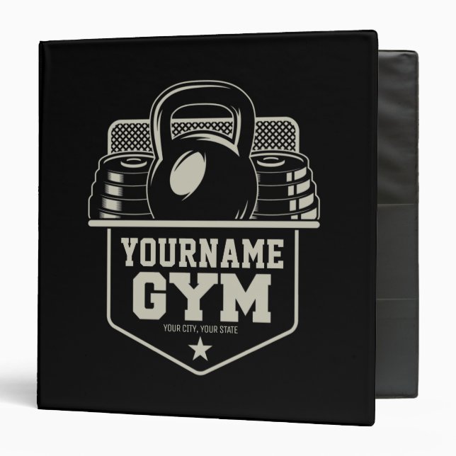 Personalized Home GYM Kettlebell Fitness Trainer  3 Ring Binder (Front/Inside)