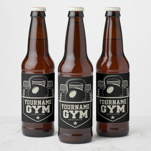 Personalized Home GYM Kettlebell Fitness Trainer  Beer Bottle Label