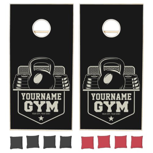 Personalized Home GYM Kettlebell Fitness Trainer Cornhole Set