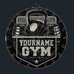 Personalized Home GYM Kettlebell Fitness Trainer Dart Board<br><div class="desc">Personalized Home GYM Kettlebell Fitness Trainer Weight Lifting design - Customize with your Name or Custom Text!</div>