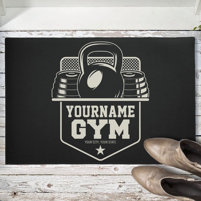 Personalized Home GYM Kettlebell Fitness Trainer  Doormat (Creator Uploaded)