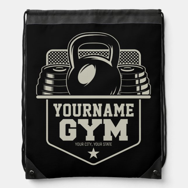 Personalized Home GYM Kettlebell Fitness Trainer  Drawstring Bag (Front)