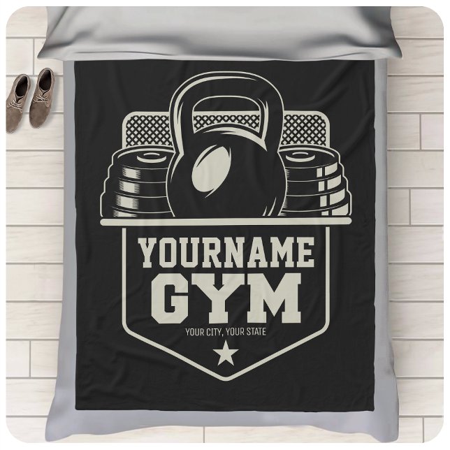 Personalized Home GYM Kettlebell Fitness Trainer  Fleece Blanket (Creator Uploaded)