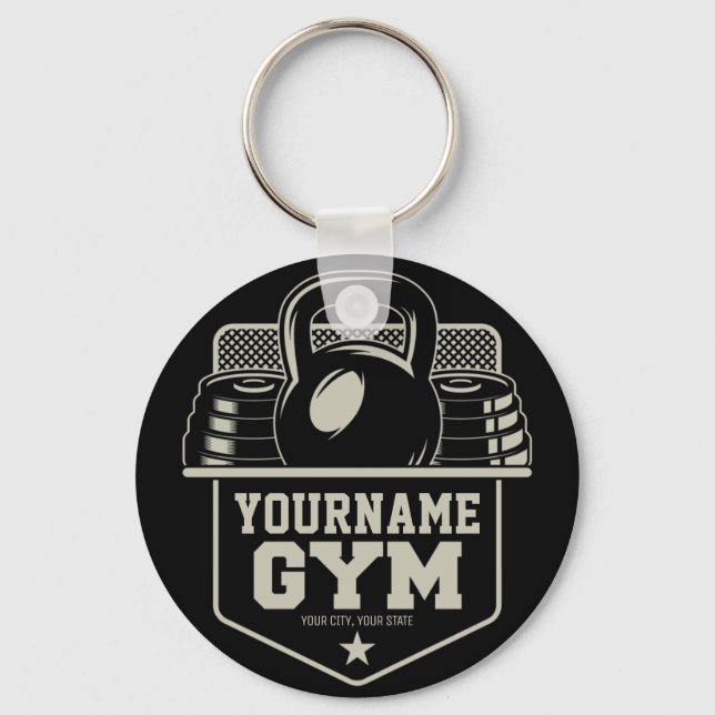 Personalized Home GYM Kettlebell Fitness Trainer  Keychain (Front)