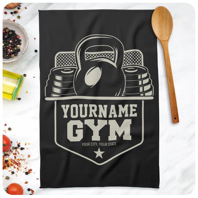 Personalized Home GYM Kettlebell Fitness Trainer  Kitchen Towel (Creator Uploaded)