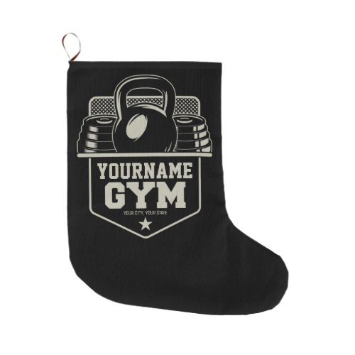 Personalized Home GYM Kettlebell Fitness Trainer  Large Christmas Stocking