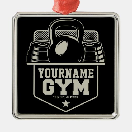 Personalized Home GYM Kettlebell Fitness Trainer  Metal Ornament