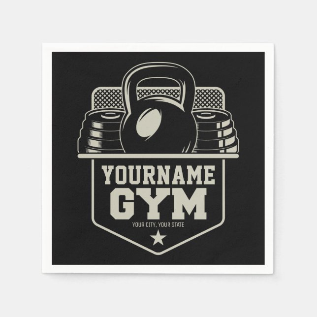 Personalized Home GYM Kettlebell Fitness Trainer  Napkins (Front)