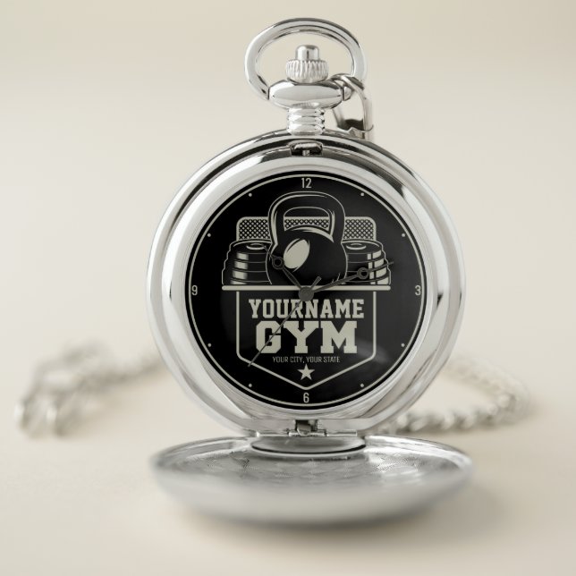 Personalized Home GYM Kettlebell Fitness Trainer  Pocket Watch (Inside)