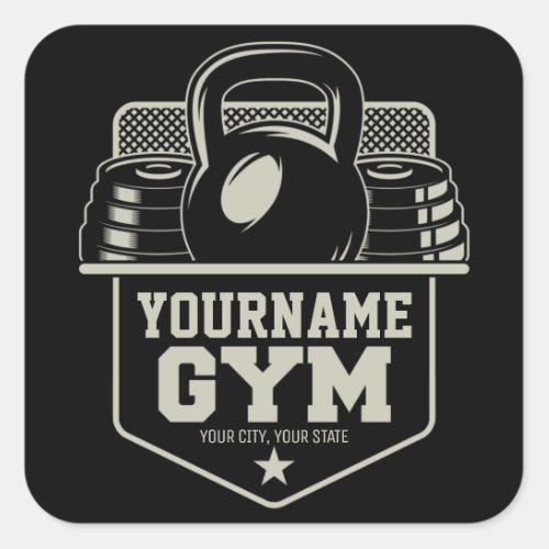 Personalized Home GYM Kettlebell Fitness Trainer  Square Sticker