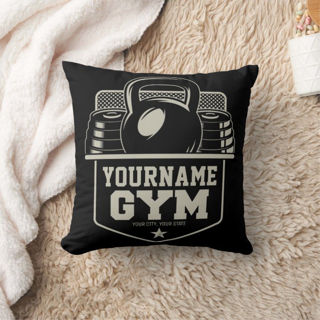 Personalized Home GYM Kettlebell Fitness Trainer  Throw Pillow (Blanket)