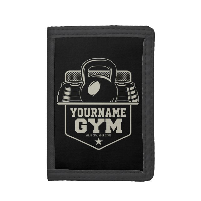 Personalized Home GYM Kettlebell Fitness Trainer Trifold Wallet (Front Vertical)