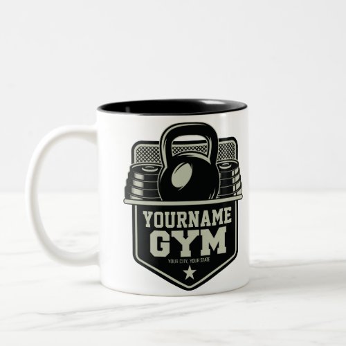 Personalized Home GYM Kettlebell Fitness Trainer  Two_Tone Coffee Mug