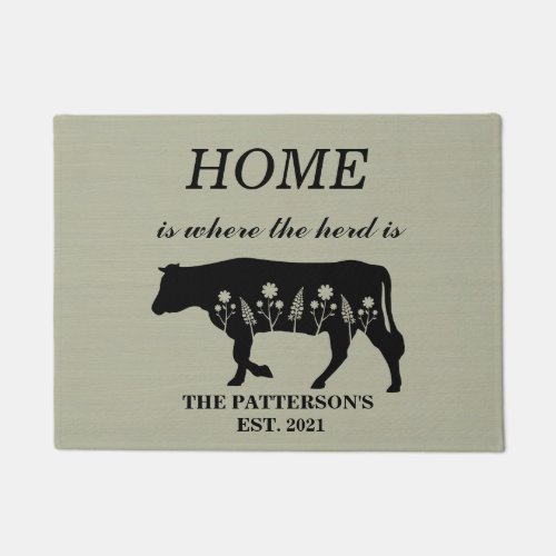 Personalized Home Is Where The Herd Is Doormat