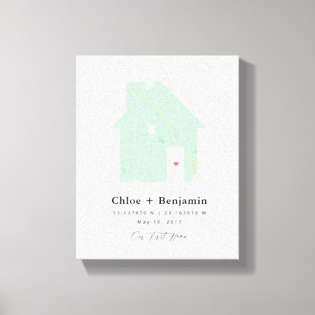 Personalized Home Map Our First Home Gift Canvas Print (Front)