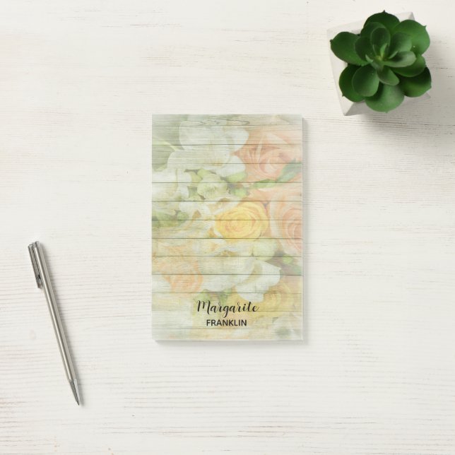 Personalized Home Office Floral Wood Pattern Post- Post-it Notes (Office)