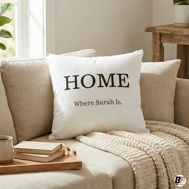 Personalized Home Quote Minimalist Typography Cust Throw Pillow (Creator Uploaded)