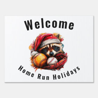 Personalized Home Run Holidays Yard Sign — Family