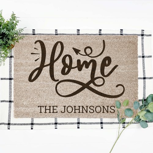 Personalized Home Script Simple Coir Fiber Doormat