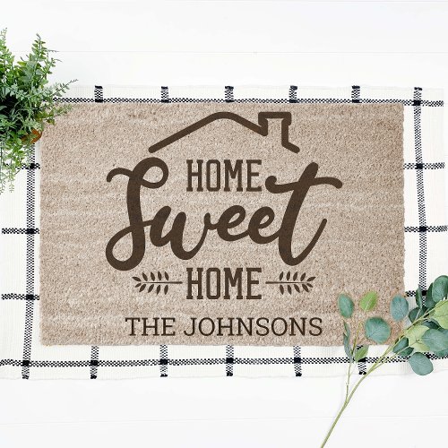 Personalized Home Sweet Home Coir Fiber Doormat