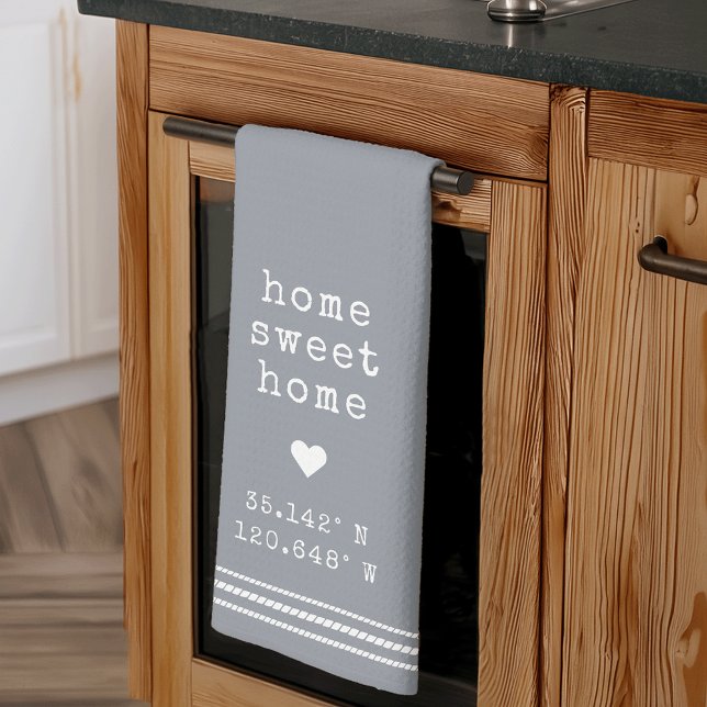Personalized Home Sweet Home Coordinates Kitchen Towel (Creator Uploaded)