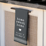 Personalized Home Sweet Home Coordinates Kitchen Towel<br><div class="desc">A cute personalized kitchen towel featuring vintage typewriter lettering, rope stripe detailing, and a heart illustration. "Home Sweet Home" or your choice of custom text appears along with your home's latitude and longitude coordinates.</div>