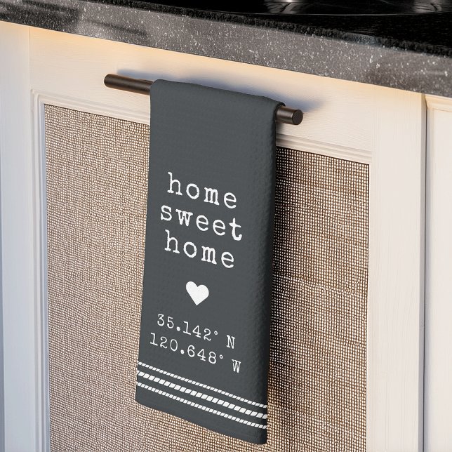 Personalized Home Sweet Home Coordinates Kitchen Towel (Creator Uploaded)