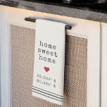Personalized Home Sweet Home Coordinates Kitchen Towel<br><div class="desc">A cute personalized kitchen towel featuring vintage typewriter lettering,  rope stripe detailing,  and a heart illustration. "Home Sweet Home" or your choice of custom text appears along with your home's latitude and longitude coordinates.</div>