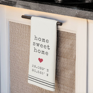 Personalized Home Sweet Home Coordinates Kitchen Towel