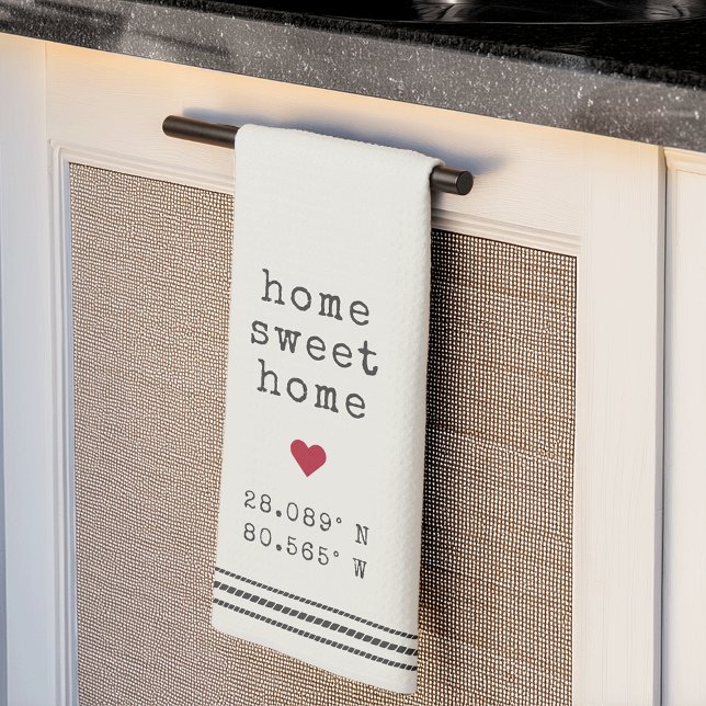 Personalized Home Sweet Home Coordinates Kitchen Towel (Creator Uploaded)