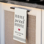 Personalized Home Sweet Home Family Name Kitchen Towel<br><div class="desc">A cute personalized kitchen towel featuring farmhouse style lettering,  rope stripe detailing,  and a heart illustration. "Home Sweet Home" appears along with your family name and year established.</div>
