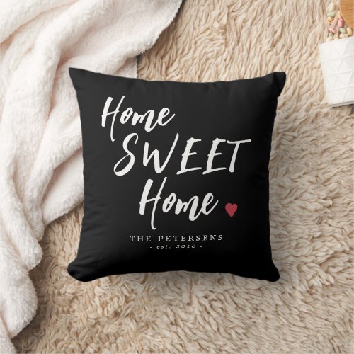 Personalized home sweet home family name throw pillow