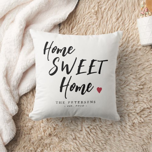 Personalized home sweet home family name throw pillow