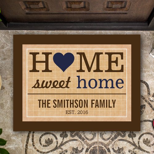 Personalized Home Sweet Home Family Welcome Sign Doormat