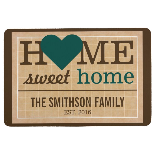 Personalized Home Sweet Home Family Welcome Sign Floor Mat (Front)