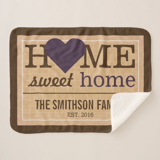 Personalized Home Sweet Home Family Welcome Sign Sherpa Blanket (Front (Horizontal))