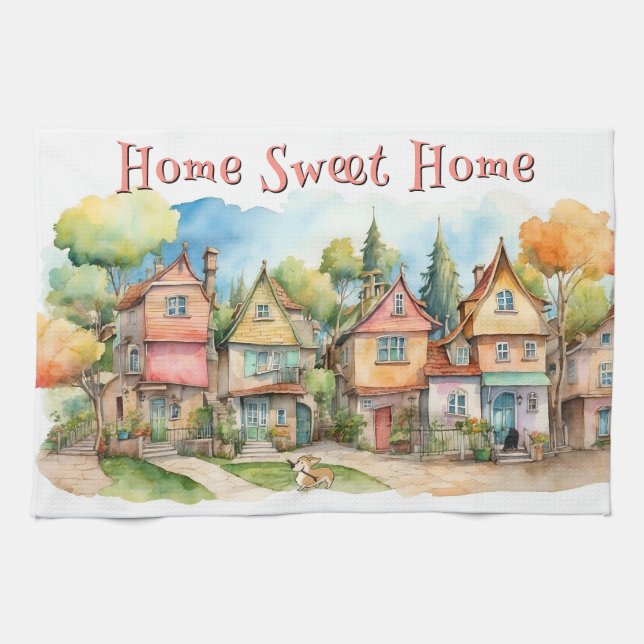 Personalized Home Sweet Home Kitchen Towel (Horizontal)