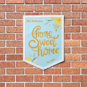 Personalized Home Sweet Home Sky Blue Decor Wall Pennant