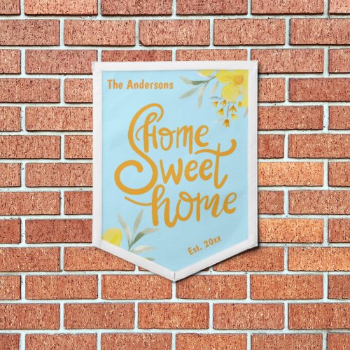 Personalized Home Sweet Home Sky Blue Decor Wall  Pennant