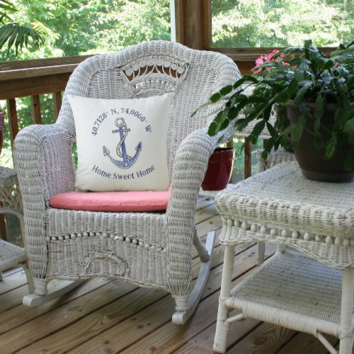Personalized Home Sweet Home with Nautical Anchor Throw Pillow