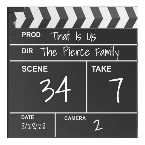 Personalized Home Theater Custom Movie Clapboard Acrylic Print