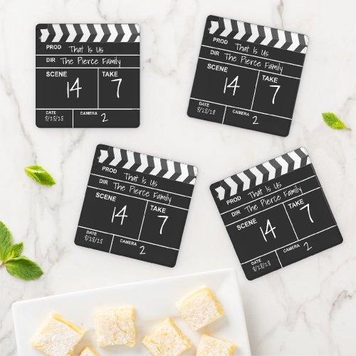 Personalized Home Theater Custom Movie Clapboard Coaster Set