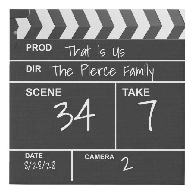 Personalized Home Theater Custom Movie Clapboard Faux Canvas Print (Front)