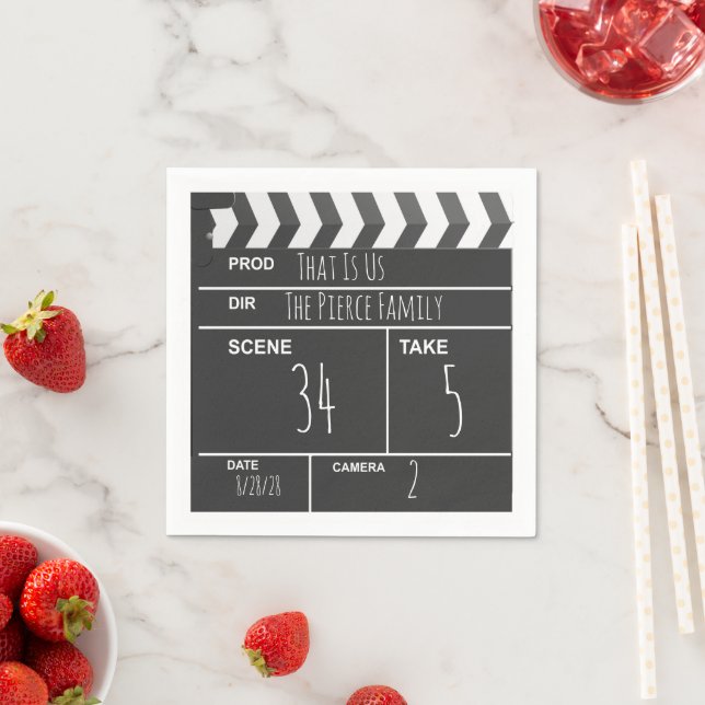 Personalized Home Theater Custom Movie Clapboard Paper Napkins (Insitu)