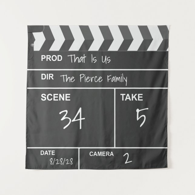 Personalized Home Theater Custom Movie Clapboard Tapestry (Front)